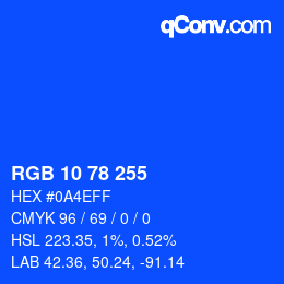 Color code: RGB 10 78 255 | qconv.com