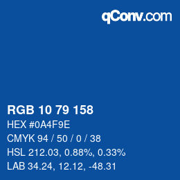 カラーコード: RGB 10 79 158 | qconv.com