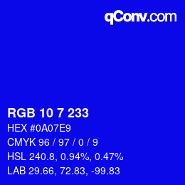 Color code: RGB 10 7 233 | qconv.com