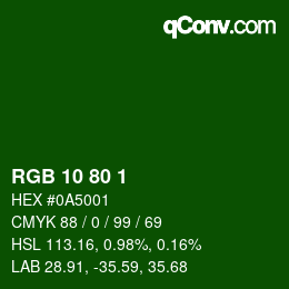 Color code: RGB 10 80 1 | qconv.com