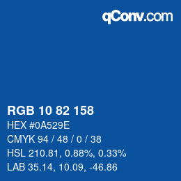 カラーコード: RGB 10 82 158 | qconv.com