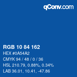 Color code: RGB 10 84 162 | qconv.com