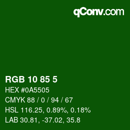 Color code: RGB 10 85 5 | qconv.com