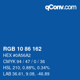 Color code: RGB 10 86 162 | qconv.com