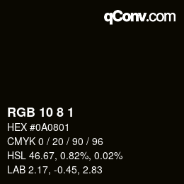 Color code: RGB 10 8 1 | qconv.com