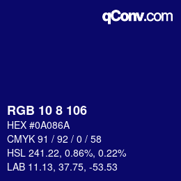 Farbcode: RGB 10 8 106 | qconv.com