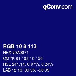 Color code: RGB 10 8 113 | qconv.com