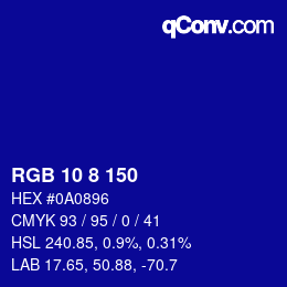 Color code: RGB 10 8 150 | qconv.com