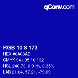 カラーコード: RGB 10 8 173 | qconv.com