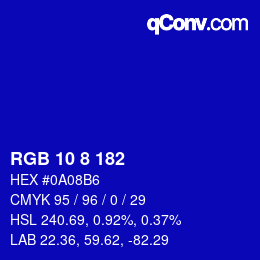 カラーコード: RGB 10 8 182 | qconv.com