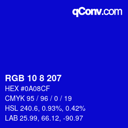 Color code: RGB 10 8 207 | qconv.com