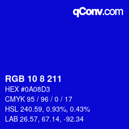 カラーコード: RGB 10 8 211 | qconv.com