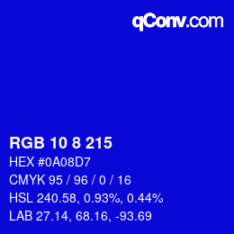 Color code: RGB 10 8 215 | qconv.com