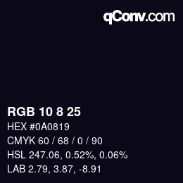 Color code: RGB 10 8 25 | qconv.com