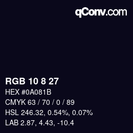 カラーコード: RGB 10 8 27 | qconv.com