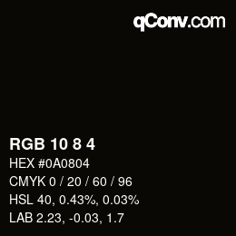 カラーコード: RGB 10 8 4 | qconv.com