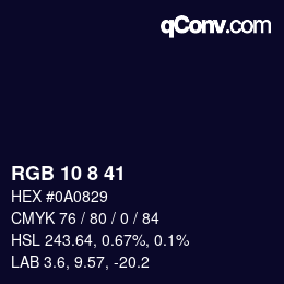 Color code: RGB 10 8 41 | qconv.com