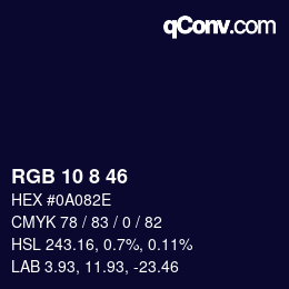 Color code: RGB 10 8 46 | qconv.com