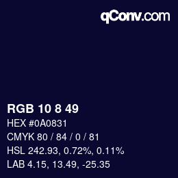 Color code: RGB 10 8 49 | qconv.com