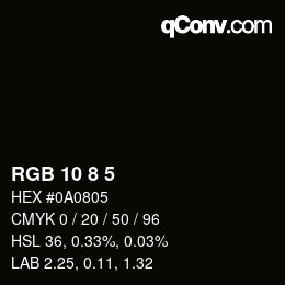 Farbcode: RGB 10 8 5 | qconv.com