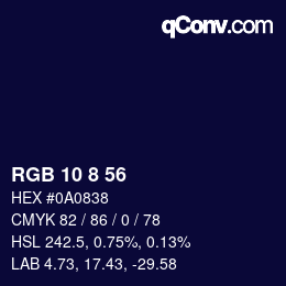 カラーコード: RGB 10 8 56 | qconv.com