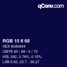 カラーコード: RGB 10 8 68 | qconv.com