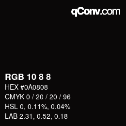 Código de color: RGB 10 8 8 | qconv.com