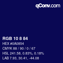 カラーコード: RGB 10 8 84 | qconv.com
