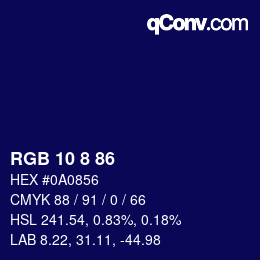 カラーコード: RGB 10 8 86 | qconv.com
