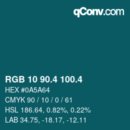 カラーコード: RGB 10 90.4 100.4 | qconv.com