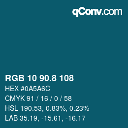 Color code: RGB 10 90.8 108 | qconv.com