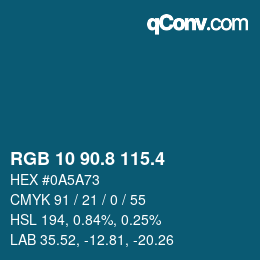 カラーコード: RGB 10 90.8 115.4 | qconv.com