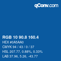カラーコード: RGB 10 90.8 160.4 | qconv.com