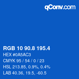 カラーコード: RGB 10 90.8 195.4 | qconv.com