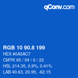 カラーコード: RGB 10 90.8 199 | qconv.com