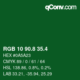 カラーコード: RGB 10 90.8 35.4 | qconv.com