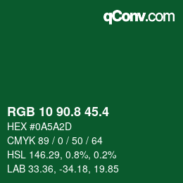 カラーコード: RGB 10 90.8 45.4 | qconv.com