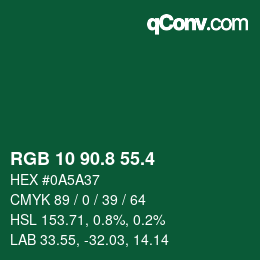カラーコード: RGB 10 90.8 55.4 | qconv.com