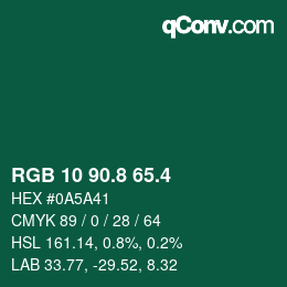 カラーコード: RGB 10 90.8 65.4 | qconv.com