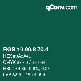 カラーコード: RGB 10 90.8 70.4 | qconv.com