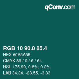 カラーコード: RGB 10 90.8 85.4 | qconv.com