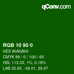 Farbcode: RGB 10 90 0 | qconv.com