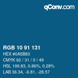 Color code: RGB 10 91 131 | qconv.com