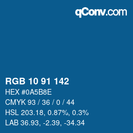 カラーコード: RGB 10 91 142 | qconv.com