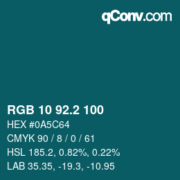 カラーコード: RGB 10 92.2 100 | qconv.com