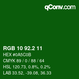 カラーコード: RGB 10 92.2 11 | qconv.com