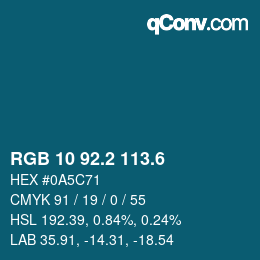 カラーコード: RGB 10 92.2 113.6 | qconv.com