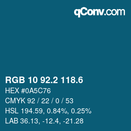 カラーコード: RGB 10 92.2 118.6 | qconv.com