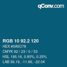 カラーコード: RGB 10 92.2 120 | qconv.com