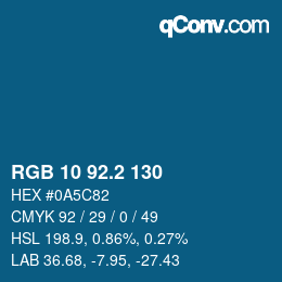 カラーコード: RGB 10 92.2 130 | qconv.com